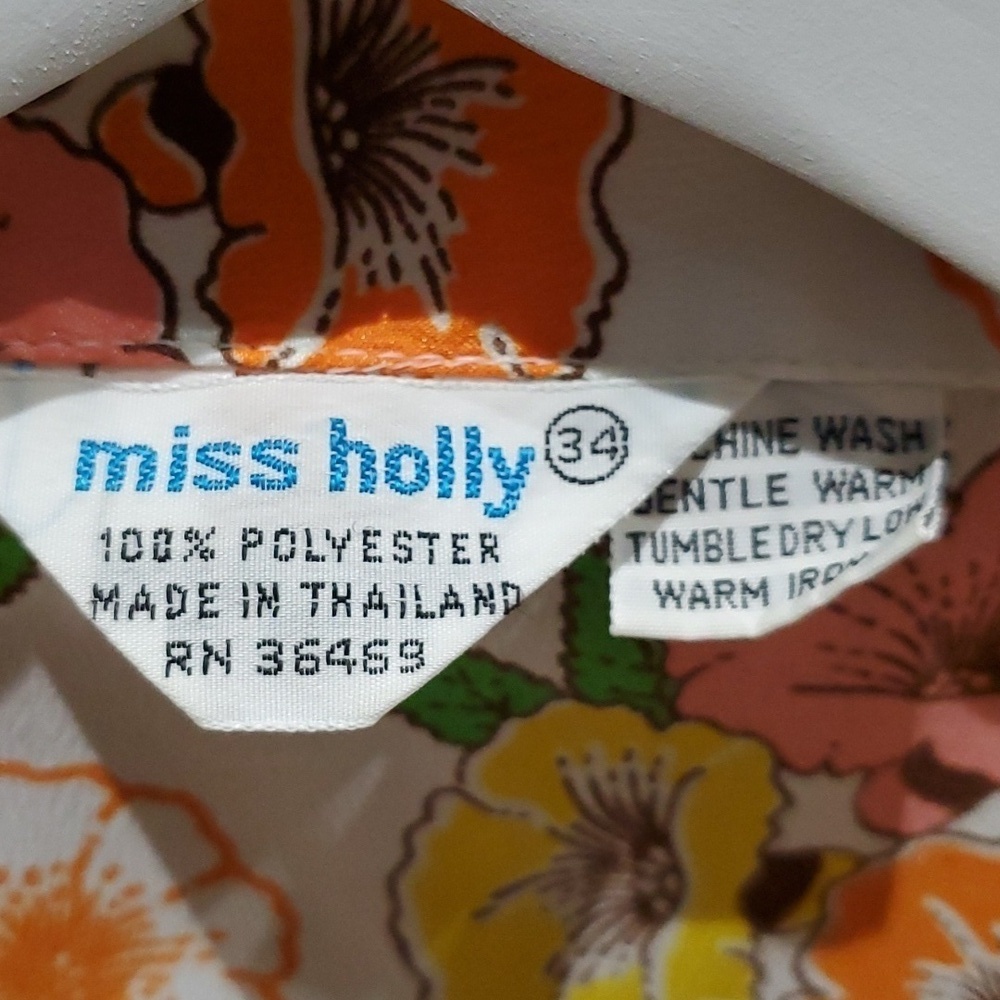 VINTAGE MISS POLLY SLEEVELESS BLOUSE TOP WITH FLORAL PRINT BUTTONDOWN MOD - Picture 7 of 11